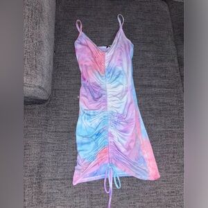 Windsor Tie-Dye Mini Dress in Pastel Pink, Blue & Purple